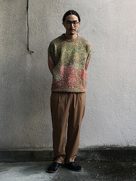 「アイテム（スラックス）」を使った、ilkさん（メンズ・174cm）の秋コーディネート