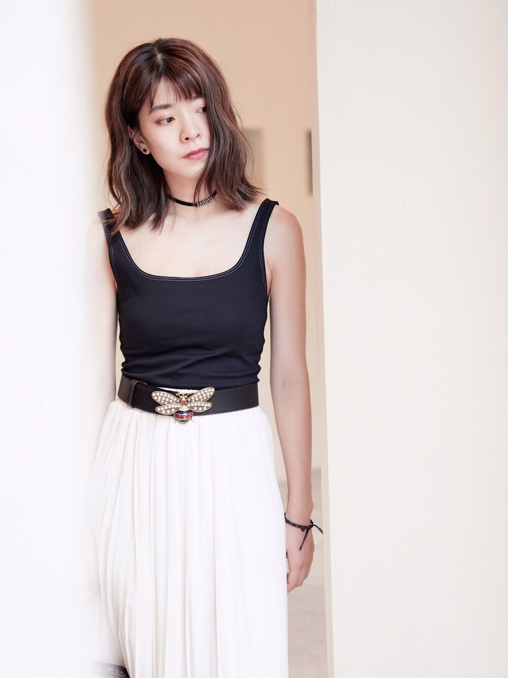 「fashion、fashion blogger、ootd、ootdhk、GUCCI、christian dior、Dior、fashionista」｜「ZARAのアイテム（タンクトップ、ブラック系）」を使った、anita  anitaさん（レディース・158cm）の春コーディネートの1枚目の写真