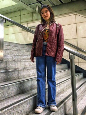 「90s」｜「アイテム（その他アウター）」を使った、athena_lookbookさん（レディース・152cm）の秋コーディネート