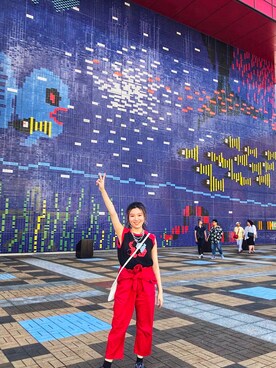 「red」｜「アイテム（オールインワン・サロペット）」を使った、athena_lookbookさん（レディース・152cm）の秋コーディネート