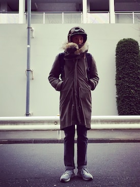 「marka（マーカ）のアイテム（モッズコート）」を使った、minimaljpさん（メンズ・173cm）の冬コーディネート
