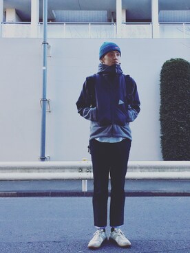 「and wander（アンドワンダー）のアイテム（ブルゾン）」を使った、minimaljpさん（メンズ・173cm）の冬コーディネート