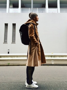 「ラフスタイル」｜「アイテム（ダッフルコート）」を使った、minimaljpさん（メンズ・173cm）の春コーディネート
