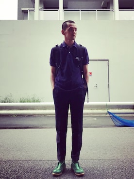 「SCYE BASICS（サイベーシックス）のアイテム（ポロシャツ）」を使った、minimaljpさん（メンズ・173cm）の夏コーディネート