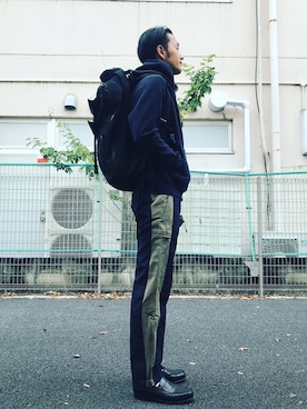 「smoothday（スムースデイ）のアイテム」を使った、minimaljpさん（メンズ・173cm）の秋コーディネート