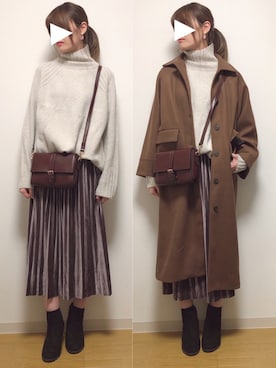 「ベロアスカート」｜「アイテム（その他アウター）」を使った、Yuuriさん（レディース・168cm）の冬コーディネート