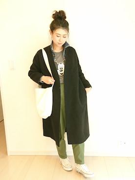 「ミッキーT」｜「アイテム（デニムジャケット）」を使った、むらっちさん（レディース・163cm）の冬コーディネート