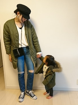 「ZARA KIDSのアイテム（モッズコート）」を使った、むらっちさん（レディース・163cm）の冬コーディネート