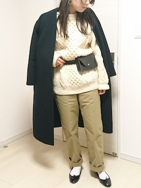 「THE SHINZONE（ザ　シンゾーン）のハイウエストチノパンツ（チノパンツ）」を使った、むらっちさん（レディース・163cm）の冬コーディネート