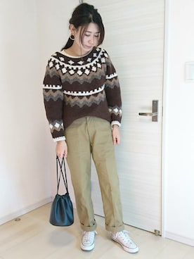 「THE SHINZONE（ザ　シンゾーン）のハイウエストチノパンツ（チノパンツ）」を使った、むらっちさん（レディース・163cm）の冬コーディネート