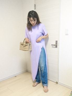 「ROKU」｜「アイテム（ビーチサンダル）」を使った、むらっちさん（レディース・163cm）の春コーディネート