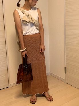 「たすき掛け」｜「アイテム（ビーチサンダル）」を使った、むらっちさん（レディース・163cm）の秋コーディネート