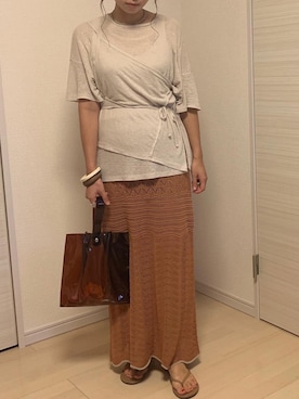 「秋のカフェオレコーデ」｜「アイテム（ビーチサンダル）」を使った、むらっちさん（レディース・163cm）の秋コーディネート