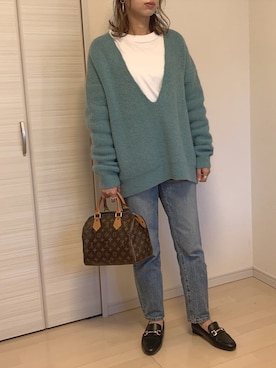 「ハイウエストストレートジーンズ」｜むらっちさん（レディース・163cm）の秋コーディネート