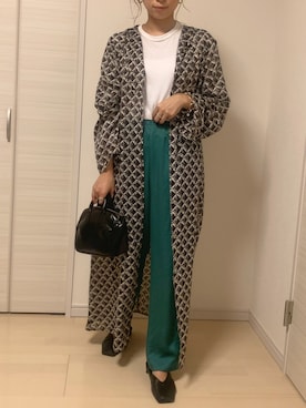 「サテンパンツ」｜「アイテム（シャツワンピース）」を使った、むらっちさん（レディース・163cm）の秋コーディネート