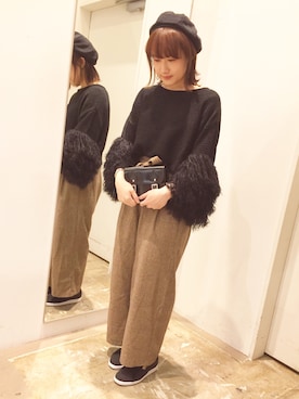 「グレンチェック」｜「アイテム（帽子）」を使った、AYUさん（レディース・159cm）の秋コーディネート