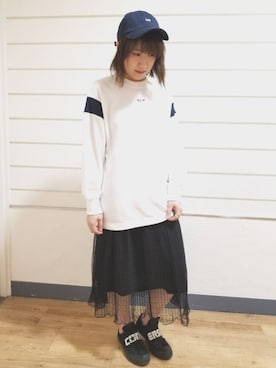 「FILA」｜AYUさん（レディース・159cm）の春コーディネート