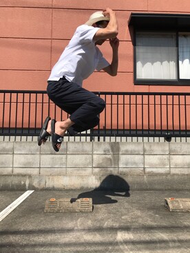 「麦わら帽子」｜「アイテム（ニットキャップ/ビーニー）」を使った、こぅきさん（メンズ・172cm）の春コーディネート