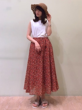 「ワッシャースカート」｜おのまいさん（レディース・159cm）の春コーディネート