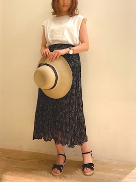 「ワッシャースカート」｜おのまいさん（レディース・159cm）の夏コーディネート