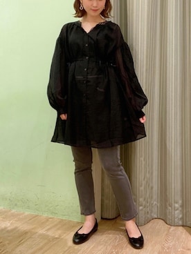 「earth music&ecology（アースミュージックアンドエコロジー）のアイテム（タンクトップ）」を使った、おのまいさん（レディース・159cm）の秋コーディネート