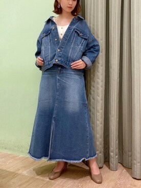 「Aラインスカート」｜「アイテム（ジャケット/アウター）」を使った、おのまいさん（レディース・159cm）の秋コーディネート