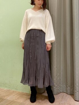 「ワッシャースカート」｜おのまいさん（レディース・159cm）の秋コーディネート