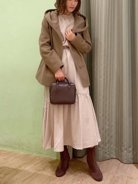 「earth music&ecology（アースミュージックアンドエコロジー）のアイテム（ワンピース）」を使った、おのまいさん（レディース・159cm）の冬コーディネート