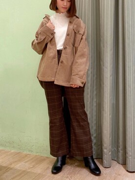 「メロートップス」｜「アイテム（ブーツ）」を使った、おのまいさん（レディース・159cm）の冬コーディネート
