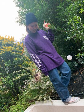 「CAMP7」｜「アイテム（ニットキャップ/ビーニー）」を使った、47さん（レディース・156cm）の冬コーディネート