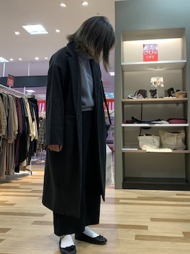 「AS KNOW AS PINKY（アズノゥアズピンキー）のアイテム（チェスターコート）」を使った、47さん（レディース・156cm）の冬コーディネート