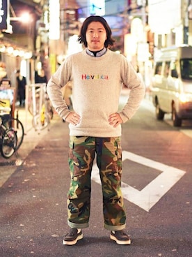 「グラニフ」｜「アイテム（スウェット）」を使った、みなみせんばさん（メンズ・175cm）の冬コーディネート