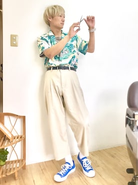 「Burner（バーナー）のアイテム（パンツ）」を使った、チョキさんさん（メンズ・170cm）の春コーディネート