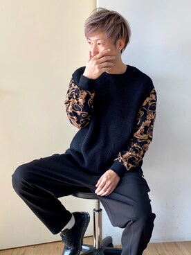 「A.S.M（エーエスエム）のアイテム（スラックス）」を使った、チョキさんさん（メンズ・170cm）の冬コーディネート