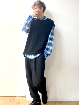 「A.S.M（エーエスエム）のアイテム（スラックス）」を使った、チョキさんさん（メンズ・170cm）の冬コーディネート