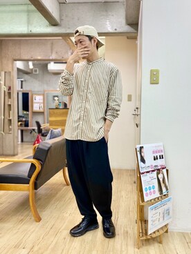 「A.S.M（エーエスエム）のアイテム（スラックス）」を使った、チョキさんさん（メンズ・170cm）の春コーディネート