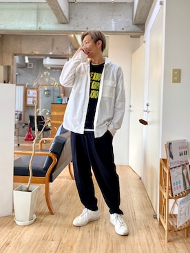 「A.S.M（エーエスエム）のアイテム（スラックス）」を使った、チョキさんさん（メンズ・170cm）の春コーディネート