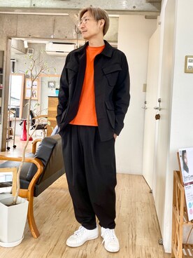 「A.S.M（エーエスエム）のアイテム（スラックス）」を使った、チョキさんさん（メンズ・170cm）の春コーディネート