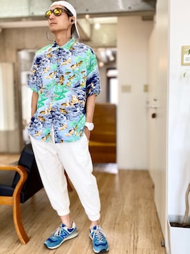 「ALOHA（アロハ）のアイテム」を使った、チョキさんさん（メンズ・170cm）の春コーディネート