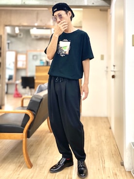 「A.S.M（エーエスエム）のアイテム（スラックス）」を使った、チョキさんさん（メンズ・170cm）の夏コーディネート