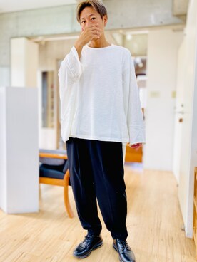 「A.S.M（エーエスエム）のアイテム（スラックス）」を使った、チョキさんさん（メンズ・170cm）の秋コーディネート