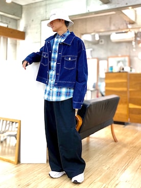 「unrelaxing（アンリラクシング）のアイテム（デニムジャケット）」を使った、チョキさんさん（メンズ・170cm）の秋コーディネート