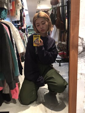 「カーキパンツ」｜junri さん（レディース・153cm）の秋コーディネート