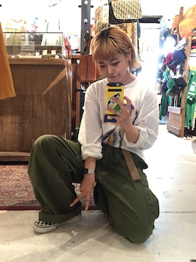 「カーキパンツ」｜junri さん（レディース・153cm）の秋コーディネート