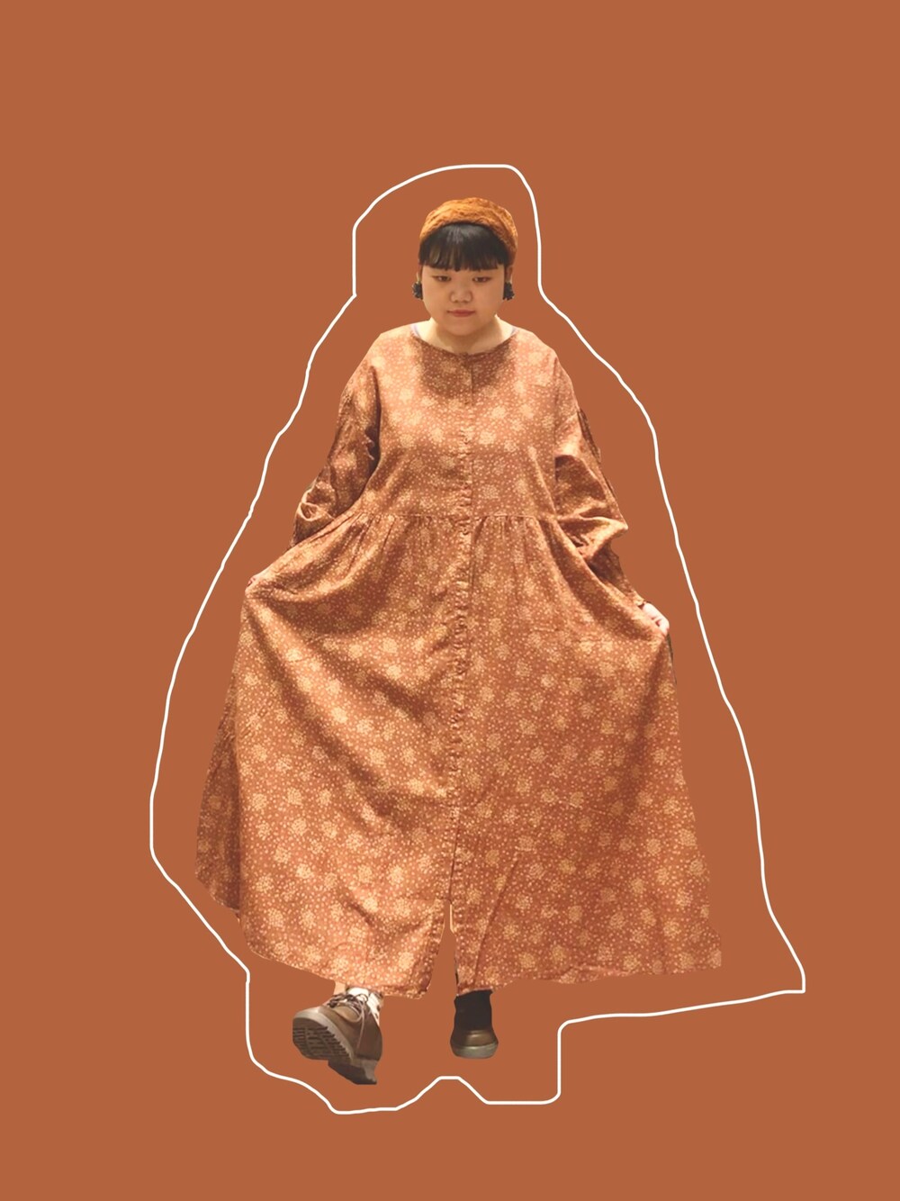 「秋のコーデ」｜「SM2のアイテム（ワンピース、オレンジ系）」を使った、やまだ (🥐)さん（レディース・157cm）の秋コーディネートの1枚目の写真