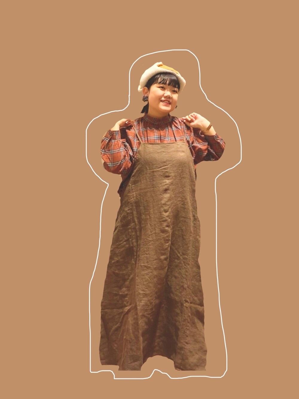 「SM2のアイテム（オールインワン・サロペット、ブラウン系）」を使った、やまだ (🥐)さん（レディース・157cm）の秋コーディネートの1枚目の写真