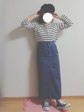 「JAM（ジャム）のアイテム（スカート）」を使った、きゃわさん（レディース・155cm）の春コーディネート