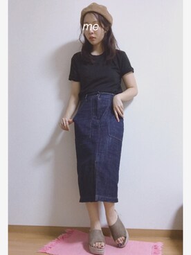 「ベレー帽推奨委員会」｜「アイテム（サンダル）」を使った、きゃわさん（レディース・155cm）の夏コーディネート