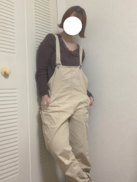 「おうちスタイル」｜「アイテム（サロペット/オーバーオール）」を使った、きゃわさん（レディース・155cm）の春コーディネート