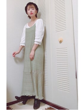 「ベレー帽推奨委員会」｜「アイテム（ワンピース/ドレス）」を使った、きゃわさん（レディース・157cm）の春コーディネート